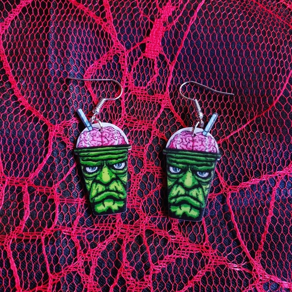 Zombie Brains Slushie Acrylic Earrings - Picture 2 of 4